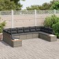 vidaXL Set divano da giardino 10 pezzi con cuscini grigi in polyrattan e legno di acacia