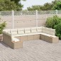vidaXL Set di 10 divani da giardino con cuscini beige in polyrattan e acacia vidaXL Set di 10 divani da giardino con cuscini beige in polyrattan e acacia