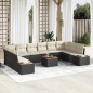 vidaXL Set da Giardino con Divano da 11 Pezzi e Cuscini neri in Rattan Polipropilene e Acacia