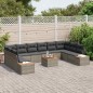 vidaXL Set da giardino 11 pezzi con cuscini grigi in rattan sintetico e acacia vidaXL Set da giardino 11 pezzi con cuscini grigi in rattan sintetico e acacia