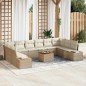 vidaXL Set da Giardino da 11 Pezzi con Cuscini Beige in Rattan Sintetico e Acacia vidaXL Set da Giardino da 11 Pezzi con Cuscini Beige in Rattan Sintetico e Acacia