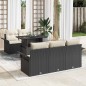 vidaXL Set da giardino in 6 pezzi con cuscini neri in polirattan
