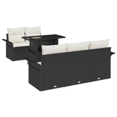 vidaXL Set da giardino in 6 pezzi con cuscini neri in polirattan