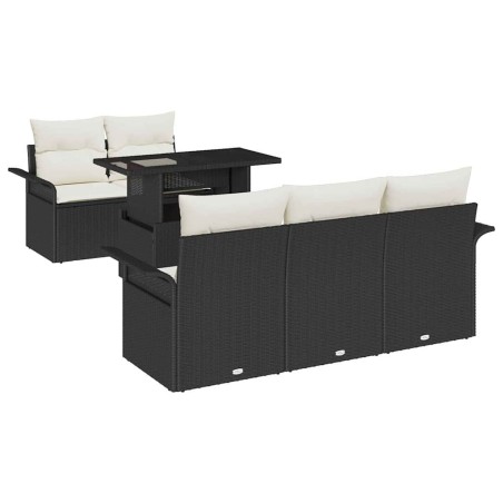 vidaXL Set da giardino in 6 pezzi con cuscini neri in polirattan