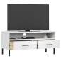 Mobile TV con Gambe Metallo Bianco Legno Massello di Pino OSLO Mobile TV con Gambe Metallo Bianco Legno Massello di Pino OSLO