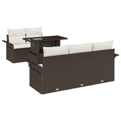 vidaXL Set Giardino 6 Pezzi con Cuscini Marroni in Rattan Sintetico