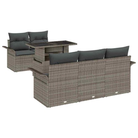 vidaXL Set di divani da giardino 6 pezzi con cuscini grigi in polyrattan