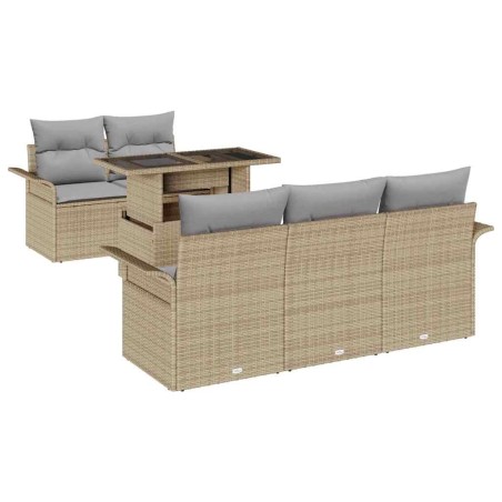 vidaXL Set Divano da Giardino 6 Pezzi con Cuscini Beige in Rattan Sintetico