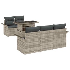 vidaXL Set di divani da giardino 6 pezzi con cuscini grigio chiaro in poly rattan
