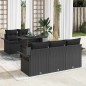 vidaXL Set di 6 divani da giardino con cuscini in rattan sintetico nero