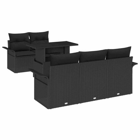 vidaXL Set di 6 divani da giardino con cuscini in rattan sintetico nero