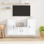 Set Mobili Porta TV 3 pz Bianco Lucido in Legno Multistrato Set Mobili Porta TV 3 pz Bianco Lucido in Legno Multistrato