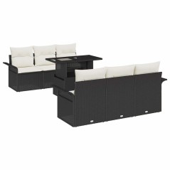 vidaXL Set da Giardino in 7 Pezzi con Cuscini in Rattan Nero