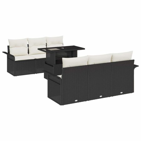 vidaXL Set da Giardino in 7 Pezzi con Cuscini in Rattan Nero
