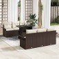 vidaXL Set di divani da giardino 7 pezzi con cuscini marroni in rattan sintetico