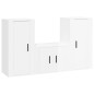 Set Mobili Porta TV 3 pz Bianco Lucido in Legno Multistrato Set Mobili Porta TV 3 pz Bianco Lucido in Legno Multistrato