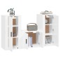 Set Mobili Porta TV 3 pz Bianco Lucido in Legno Multistrato Set Mobili Porta TV 3 pz Bianco Lucido in Legno Multistrato