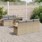 vidaXL Set di divani da giardino 7 pezzi con cuscini beige in rattan sintetico