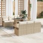 vidaXL Set di divani da giardino 7 pezzi con cuscini beige in polyrattan