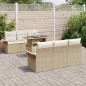vidaXL Set di divani da giardino 7 pezzi con cuscini beige in polyrattan