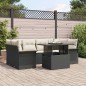 vidaXL Set di divani da giardino con 7 pezzi e cuscini in rattan sintetico nero