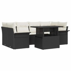 vidaXL Set di divani da giardino con 7 pezzi e cuscini in rattan sintetico nero