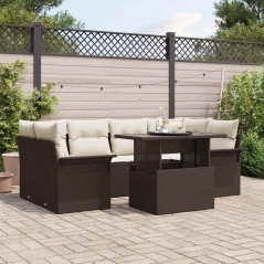 vidaXL Set Giardino 7 Pezzi con Cuscini in Rattan Sintetico Marrone