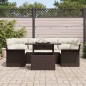 vidaXL Set Giardino 7 Pezzi con Cuscini in Rattan Sintetico Marrone
