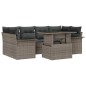 vidaXL Set di divani da giardino 7 pezzi con cuscini grigi in rattan sintetico