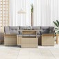 vidaXL Set di divani da giardino 7 pezzi con cuscini beige in poly rattan.