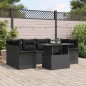 vidaXL Set di divani da giardino con 7 pezzi e cuscini neri in rattan sintetico.