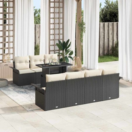 vidaXL Set di divani da giardino da 8 pezzi con cuscini in rattan sintetico nero