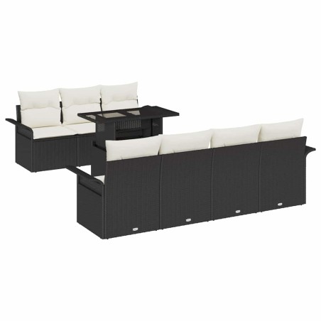 vidaXL Set di divani da giardino da 8 pezzi con cuscini in rattan sintetico nero