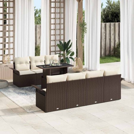 vidaXL Set di divani da giardino da 8 pezzi con cuscini marroni in rattan polietilene
