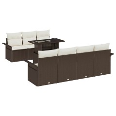 vidaXL Set di divani da giardino da 8 pezzi con cuscini marroni in rattan polietilene