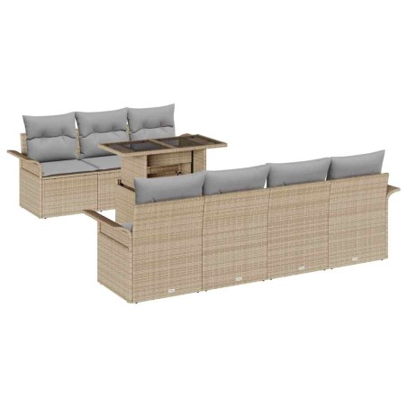 vidaXL Set da Giardino in 8 Pezzi con Cuscini Beige in Polyrattan