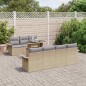 vidaXL Set da Giardino in 8 Pezzi con Cuscini Beige in Polyrattan