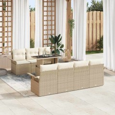 vidaXL Set di Divani da Giardino 8 pezzi con Cuscini Beige