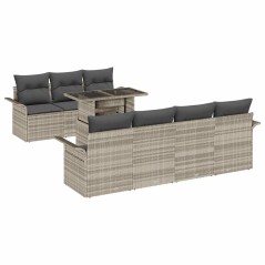 vidaXL Set divano da giardino 8 pezzi con cuscini grigi in polyrattan