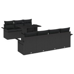 vidaXL Set di divani da giardino da 8 pezzi con cuscini in rattan sintetico nero