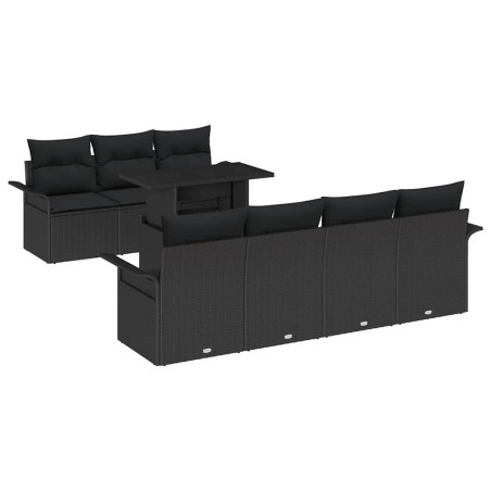 vidaXL Set di divani da giardino da 8 pezzi con cuscini in rattan sintetico nero