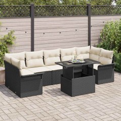 vidaXL Set di Divani da Giardino 8 Pezzi in Rattan Sintetico Nero