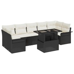 vidaXL Set di Divani da Giardino 8 Pezzi in Rattan Sintetico Nero