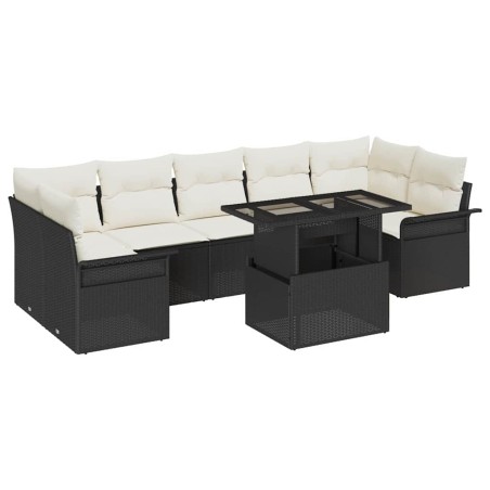 vidaXL Set di Divani da Giardino 8 Pezzi in Rattan Sintetico Nero