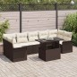 vidaXL Set di divani da giardino 8 pezzi con cuscini marroni in poly rattan