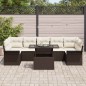 vidaXL Set di divani da giardino 8 pezzi con cuscini marroni in poly rattan