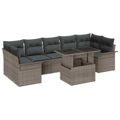 vidaXL Set Divano da Giardino 8 Pezzi con Cuscini Grigio in Rattan Sintetico