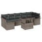 vidaXL Set Divano da Giardino 8 Pezzi con Cuscini Grigio in Rattan Sintetico