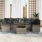 vidaXL Set Divano da Giardino 8 Pezzi con Cuscini Grigio in Rattan Sintetico
