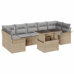 vidaXL Set da giardino 8 pezzi con cuscini beige in polyrattan